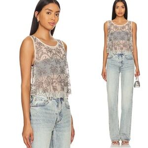 MAAJI Palm Beaded Glam Crop Top Amalfi Silver Palms Sheer Mesh